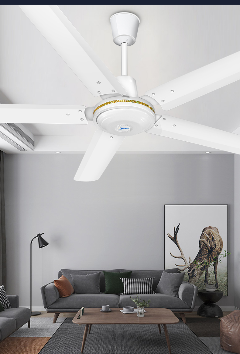 电风扇5叶客厅大风力工业扇宿舍学校吊式吊顶电风扇56吋三叶纯铜款