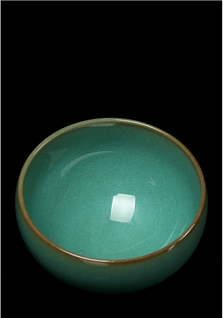 绿茶茶杯 陶瓷 慕陶苏天培深水绿茶盏 开片青瓷主人杯铁胎茶杯陶瓷