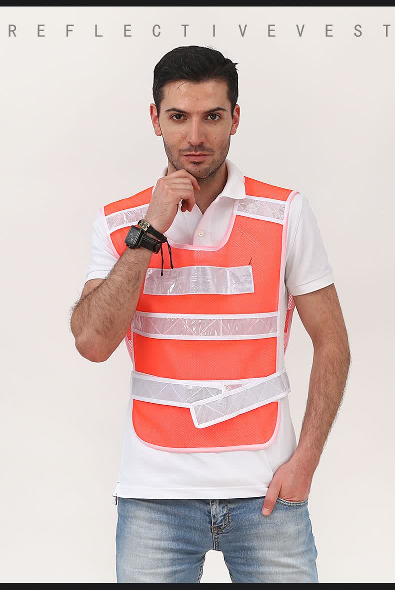 年检反光背心马甲安全衣服交通汽车载车用夜间骑行可印字审黄马甲 橘