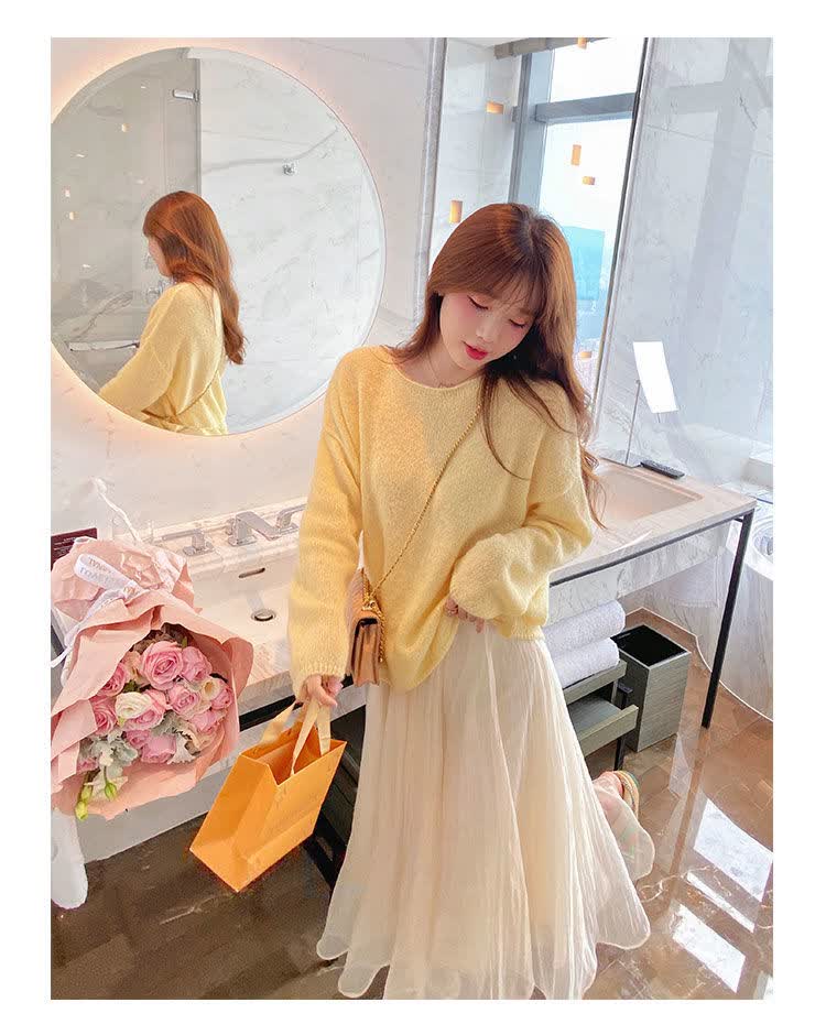 半身裙女杏色网纱春夏寄网红高腰宽松裙子半身长裙不规则中长款半裙米