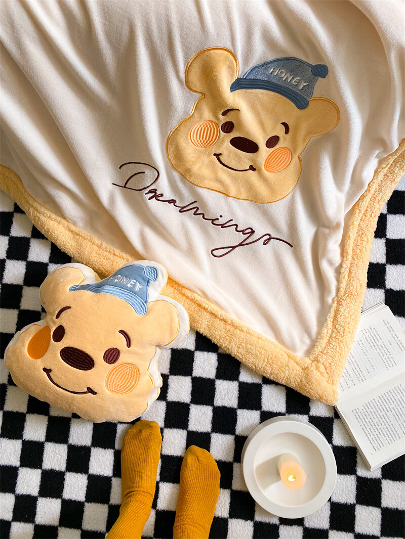 迪士尼(disney)史迪仔 刺绣正版卡通牛奶绒羊羔绒毛毯加厚盖毯办公室