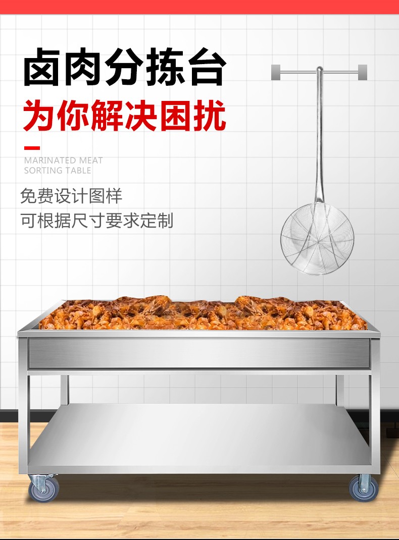 卤肉熟食分拣台卤煮卤菜沥水车现捞漏网漏水篮子不锈钢筛网1506080深