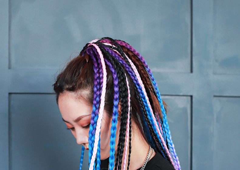 脏辫麻花辫马尾假发 脏辫假发马尾假辫子彩色渐变女麻花辫街舞嘻哈