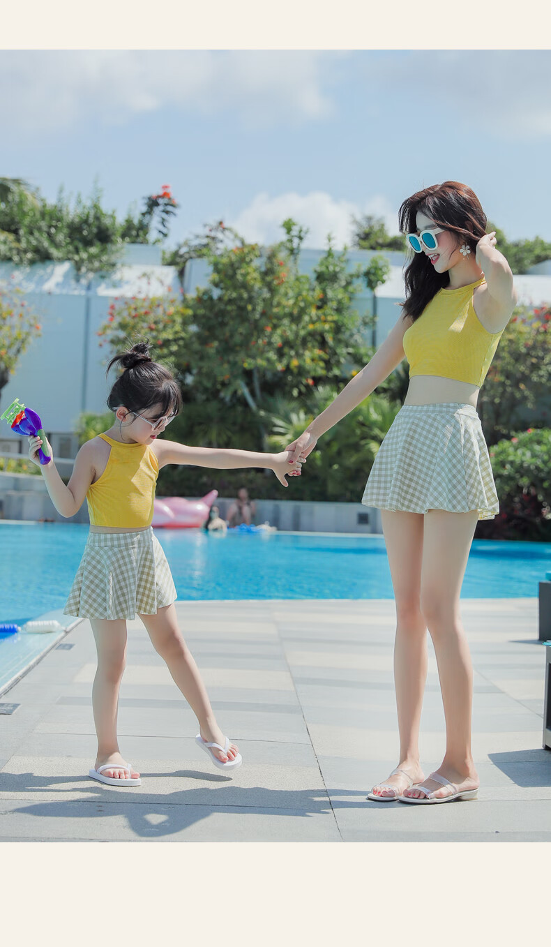 亲子装母女泳衣2020新款母子分体裙式时尚女童泳装游泳衣装亲子泳衣