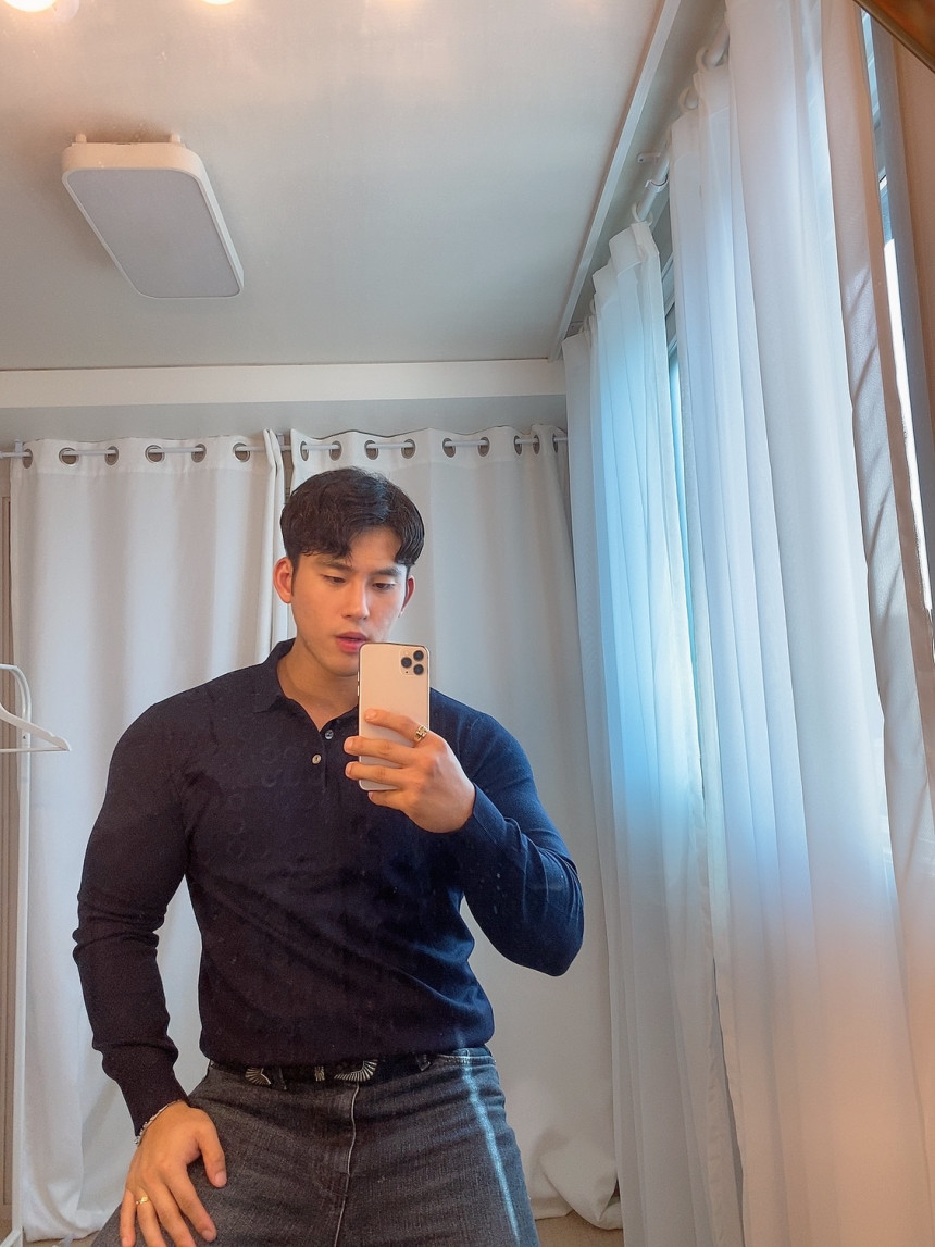 gekm私人健身教练服男纯棉长袖运动polo衫弹力肌肉健身衣工作健身服