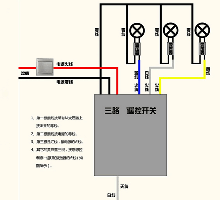 遥控数码分段开关一二路三路四路遥控开关220v无线双控分路控制一路