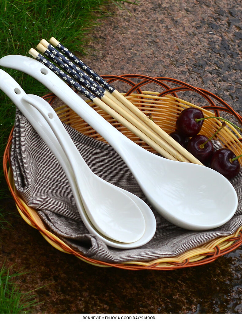 德国艾姆希(amx)汤勺陶瓷家用盛汤大勺子大汤瓷勺木勺子大号长柄粥勺