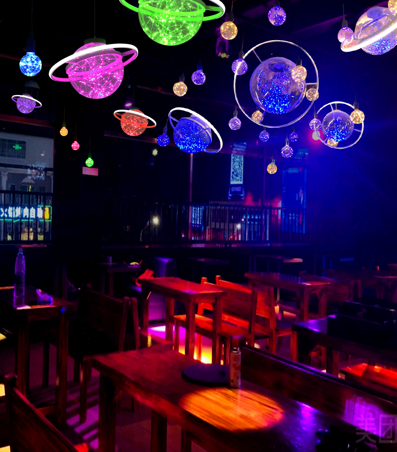 音乐餐厅网红星空球装饰吊灯酒吧清吧创意led灯个性婚庆ktv氛围灯餐厅