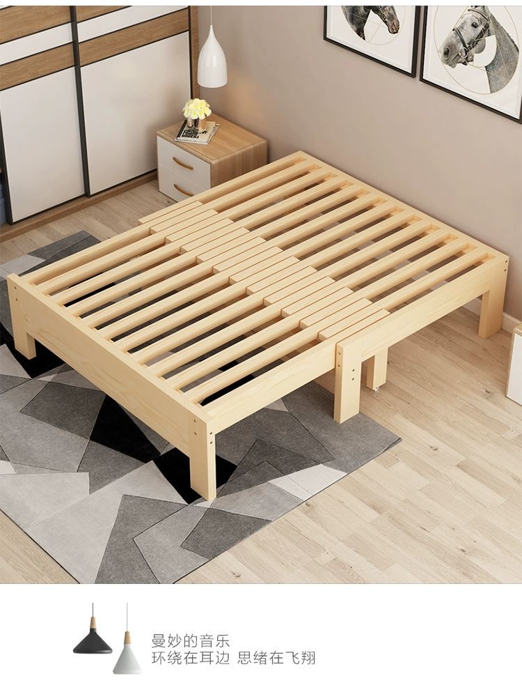 床实木单人床90cm可伸缩床架无床头多功能伸缩沙发床两用收缩床抽拉