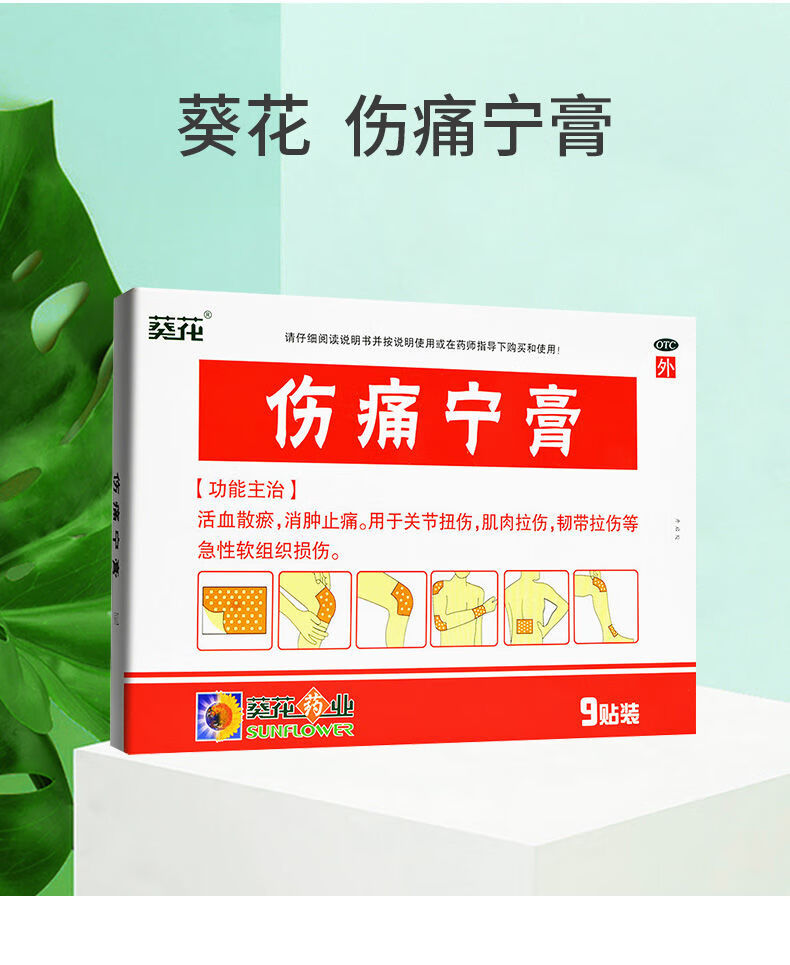 葵花 伤痛宁膏9贴活血散瘀消肿止疼痛关节扭伤肌肉韧带拉伤药 1盒