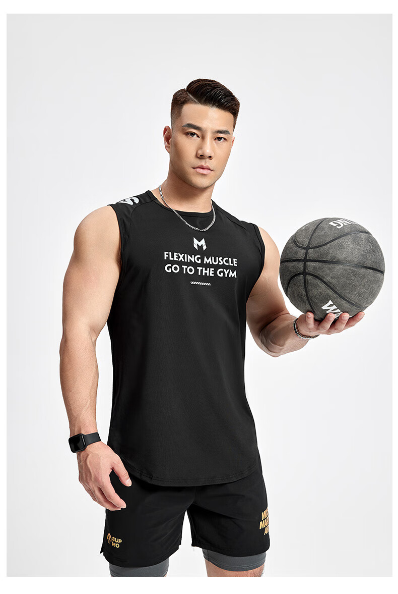 墨立方网布拼接冷感健身背心男2022夏季新款吸湿排汗速干 黑色 180