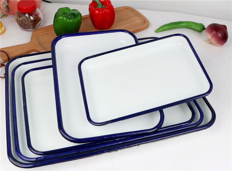 加厚老式搪瓷托盘医用白瓷盘搪瓷盘实验盘化工方盘实验室消毒盘子