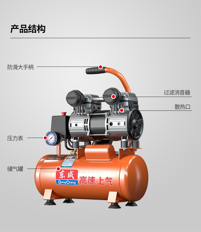 无油空压机空气压缩机打气泵木工喷漆气泵 dqe1500-12l【图片 价格