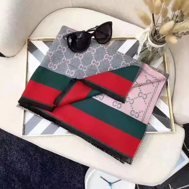 mikekouermk韩版同款cc提花双面围巾针织仿羊绒格子厚款保暖网红视频