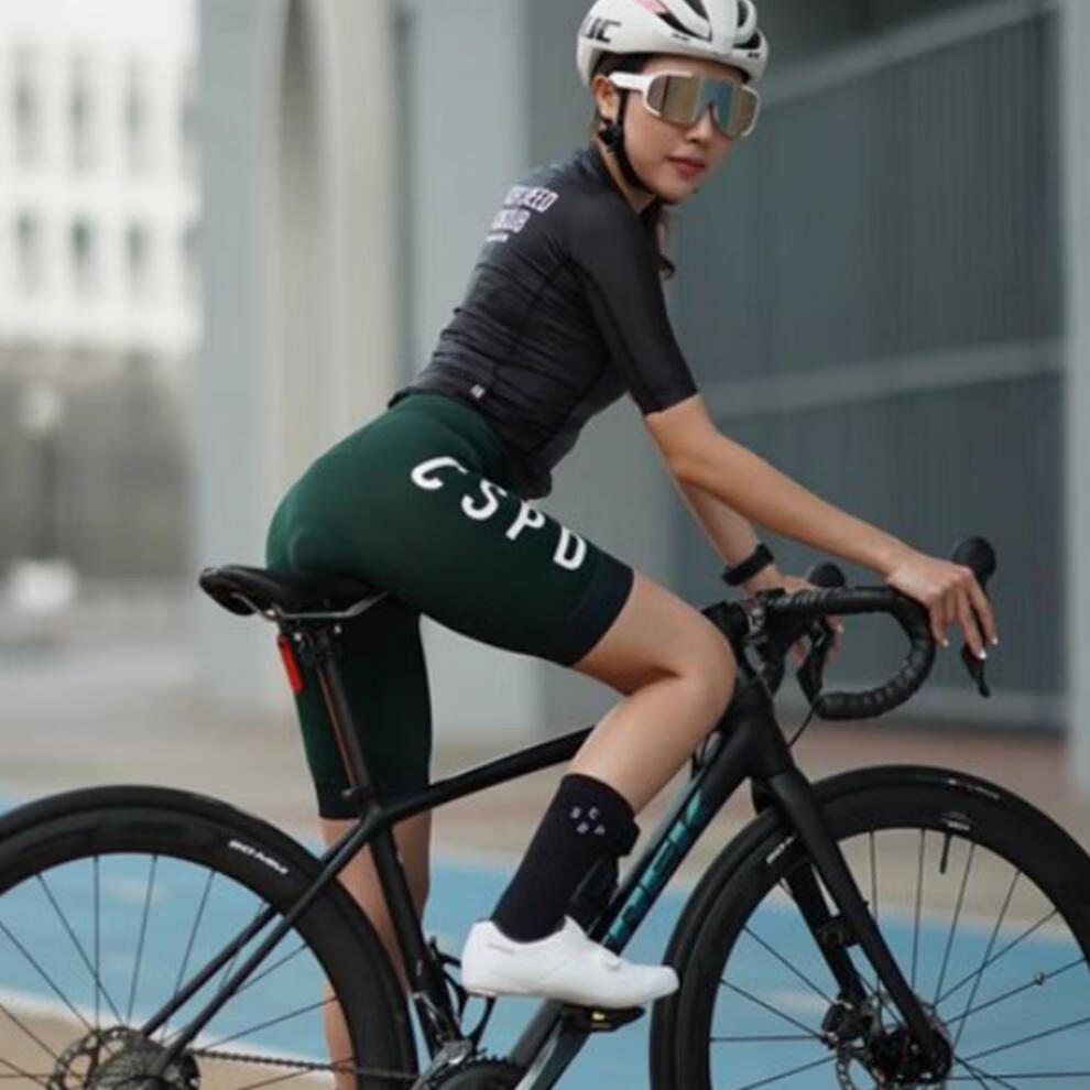 兰帕达骑行服夏季女套装 cspd女士夏季骑行服短袖套装舒适透气吸汗速