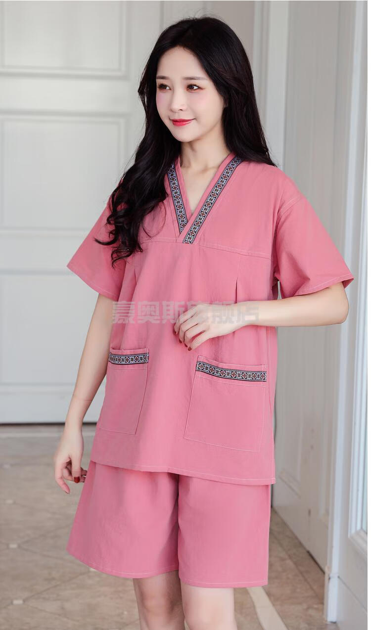 汗蒸服女纯棉洋气情侣装全棉加肥加大码桑拿服洗浴中心按摩理疗洗浴服