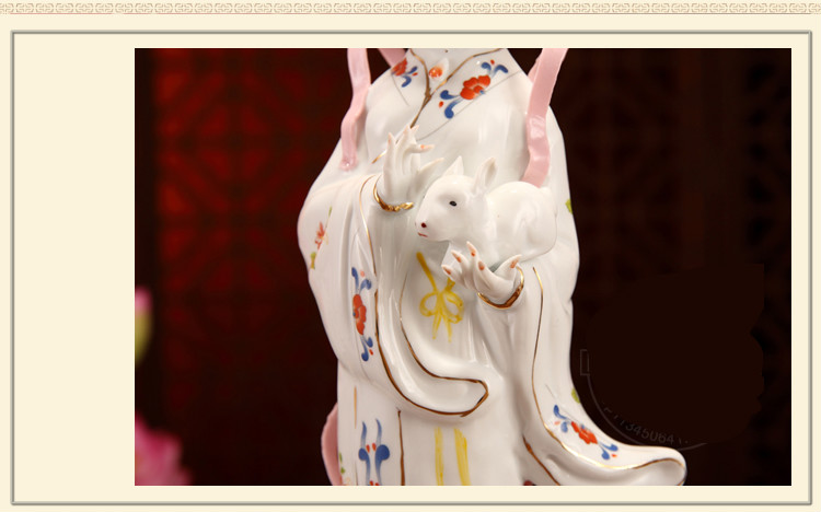 临宝得乐陶瓷飞天嫦娥玉兔仙子神像月亮仙女家居佛像家居摆件16寸白衣