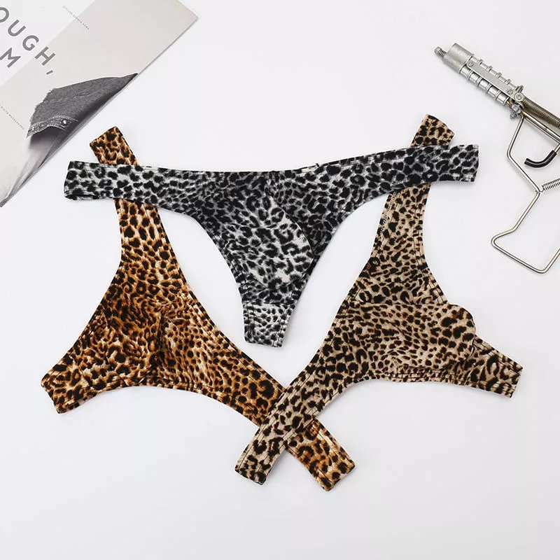 保密发货 情绪情趣内裤丁字裤男豹纹性感u凸一字带狂野性感裤衩 黑色