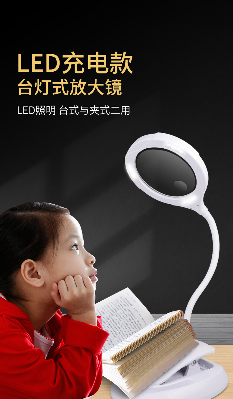 20倍老人阅读刺绣维修台灯带刻度照布镜美容雕刻可折叠式放大镜工作