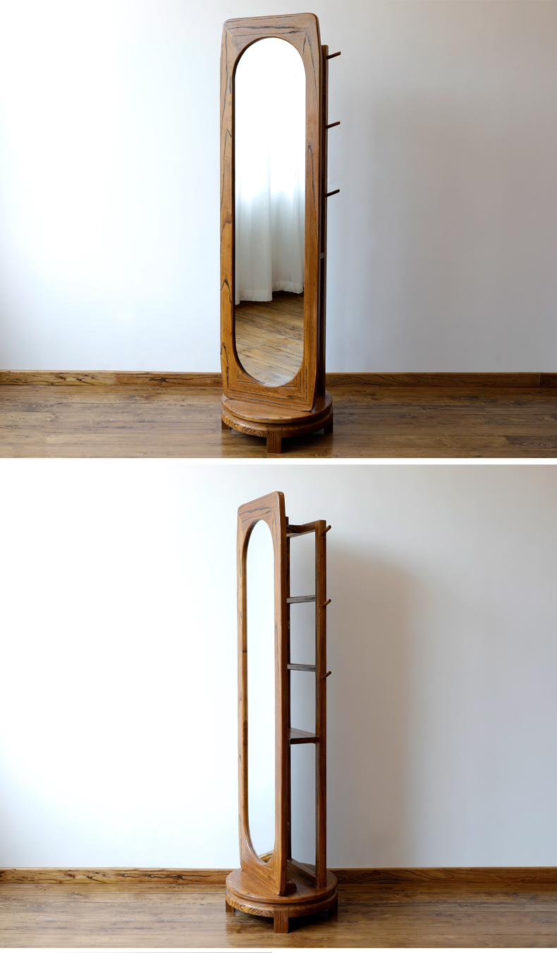 挂衣架一体两用可旋转实木全身镜子落地多功能衣帽镜图片色其他否