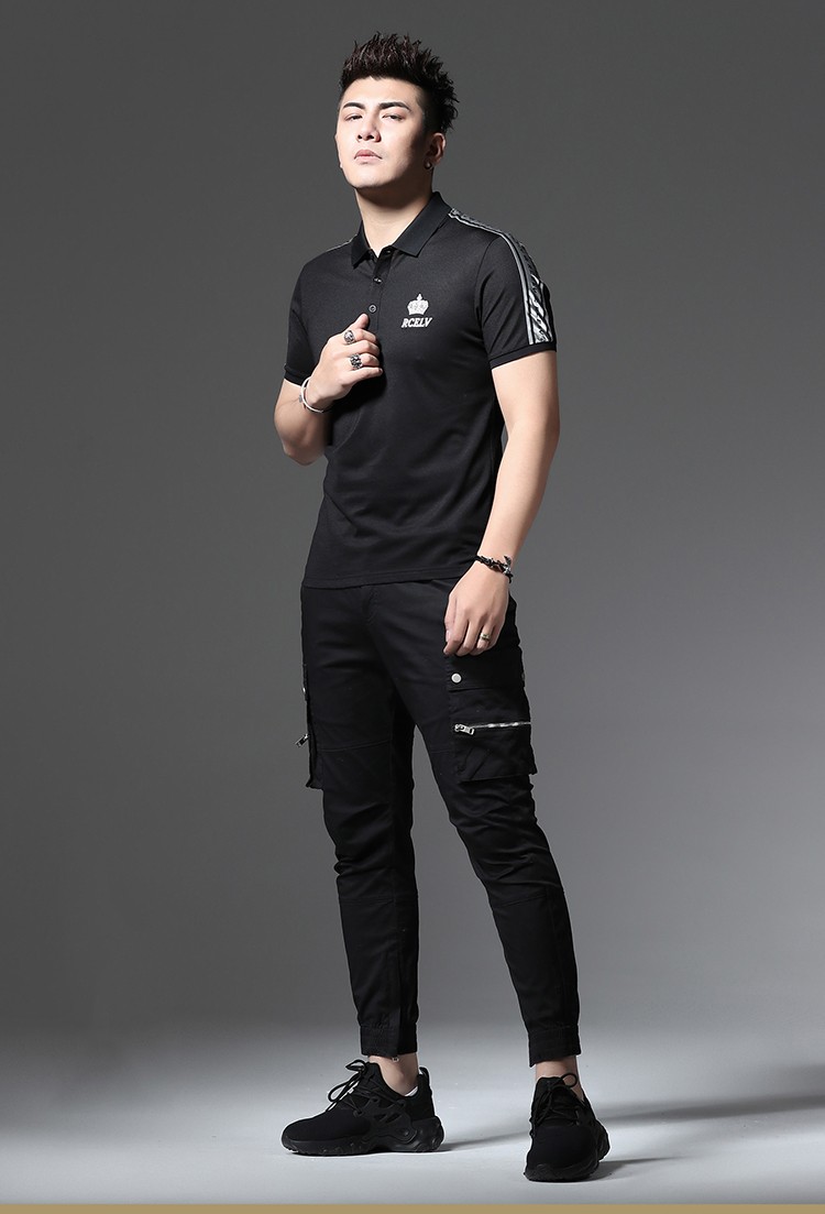 赫尔哈顿ectorhardenpolo衫男新款夏季男装时尚翻领修身短袖t恤休闲体