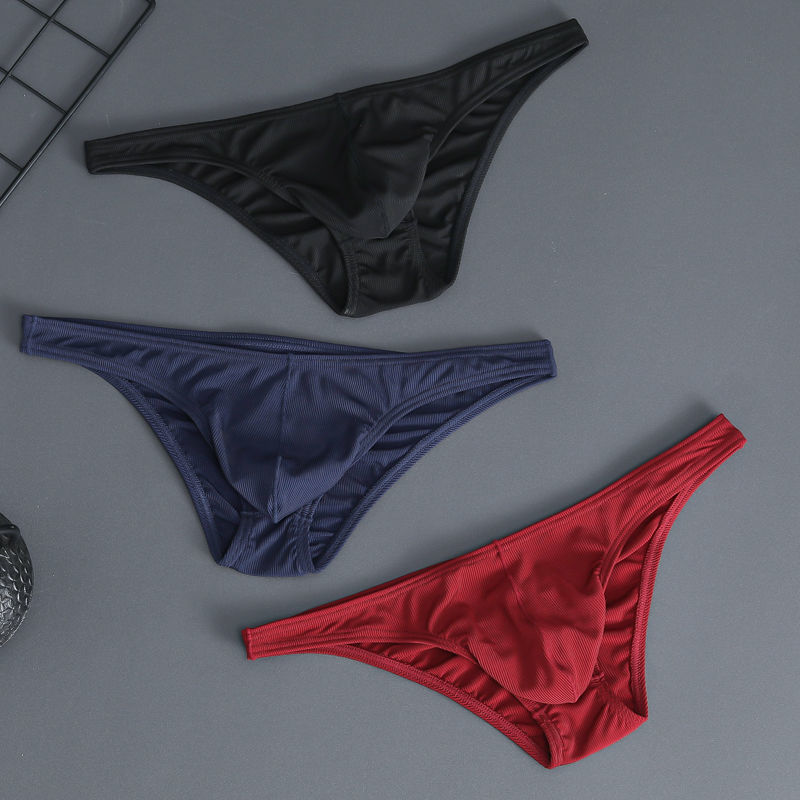 60男式三角内裤性感低腰t字裤头诱惑u凸囊袋立体空间三角裤冰丝低腰