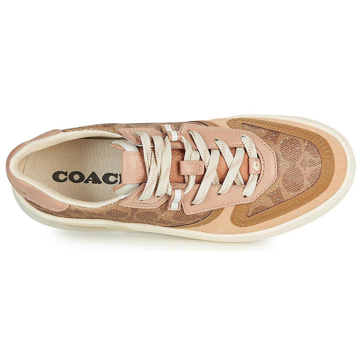 coach蔻驰女鞋时尚百搭低帮系带板鞋球鞋棕色米色裸色春秋g5043oy7