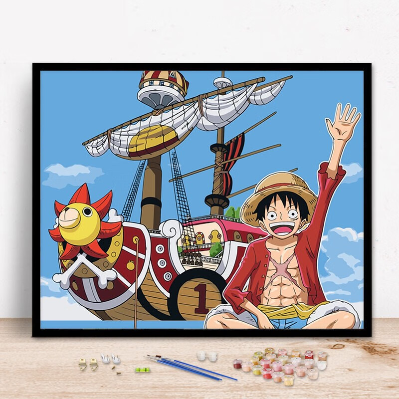 动漫减压手工填色手绘画卧室客厅装饰画火神艾斯4050绷好内框颜料画笔