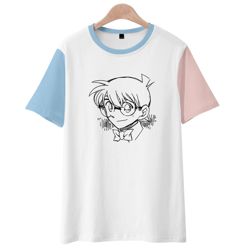 名侦探柯南短袖衣服柯南短袖潮流名侦探柯南圆领男女情侣装工藤新一