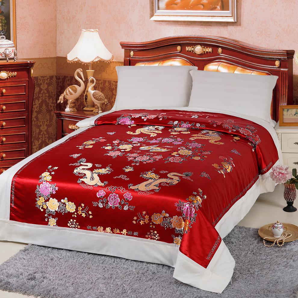 老式丝绸被套老式丝绸被套包边被罩杭州丝绸缎面结婚复古风龙凤被面子