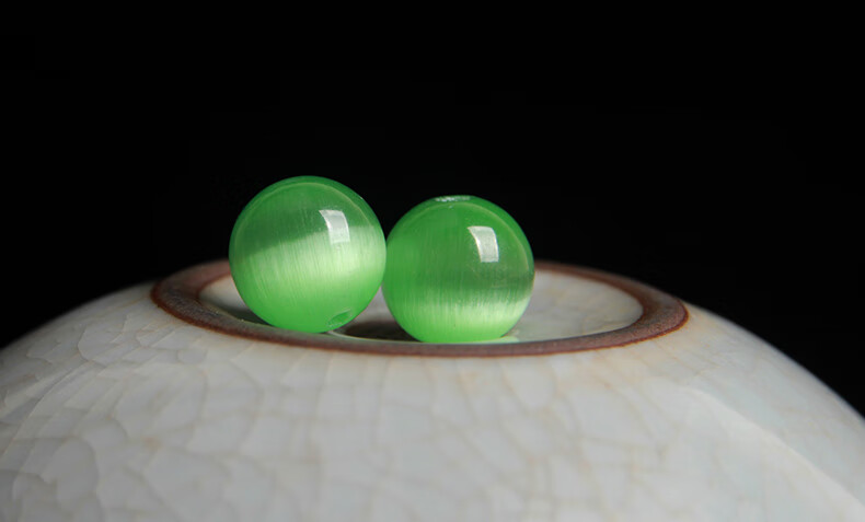 福铂睿fbri翠绿浅绿色猫眼石圆珠散珠饰品配珠佛珠手链半成品配件送