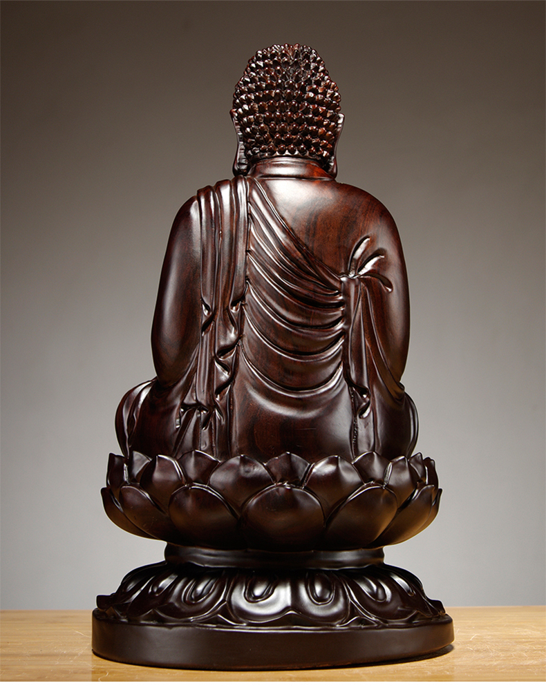 仙莱阁 雕刻大日如来像阿弥陀佛释迦牟尼西方三圣佛像办公摆件 精雕