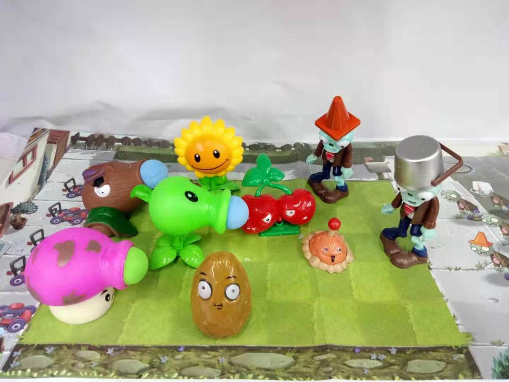 大战僵尸公仔软蛋炝套装植物反击僵尸豌豆射手软胶发射软弹炝儿童玩具