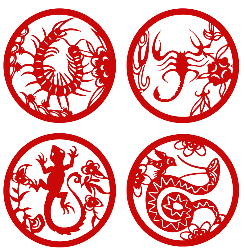 端午节剪纸材料包剪纸图案底稿传统五毒葫芦五毒节剪纸diy制作端午