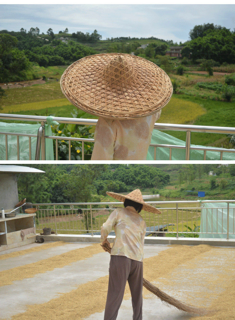 手工斗笠帽子竹编遮阳帽防雨防晒草帽装饰男女舞蹈演出道具红军帽细雪