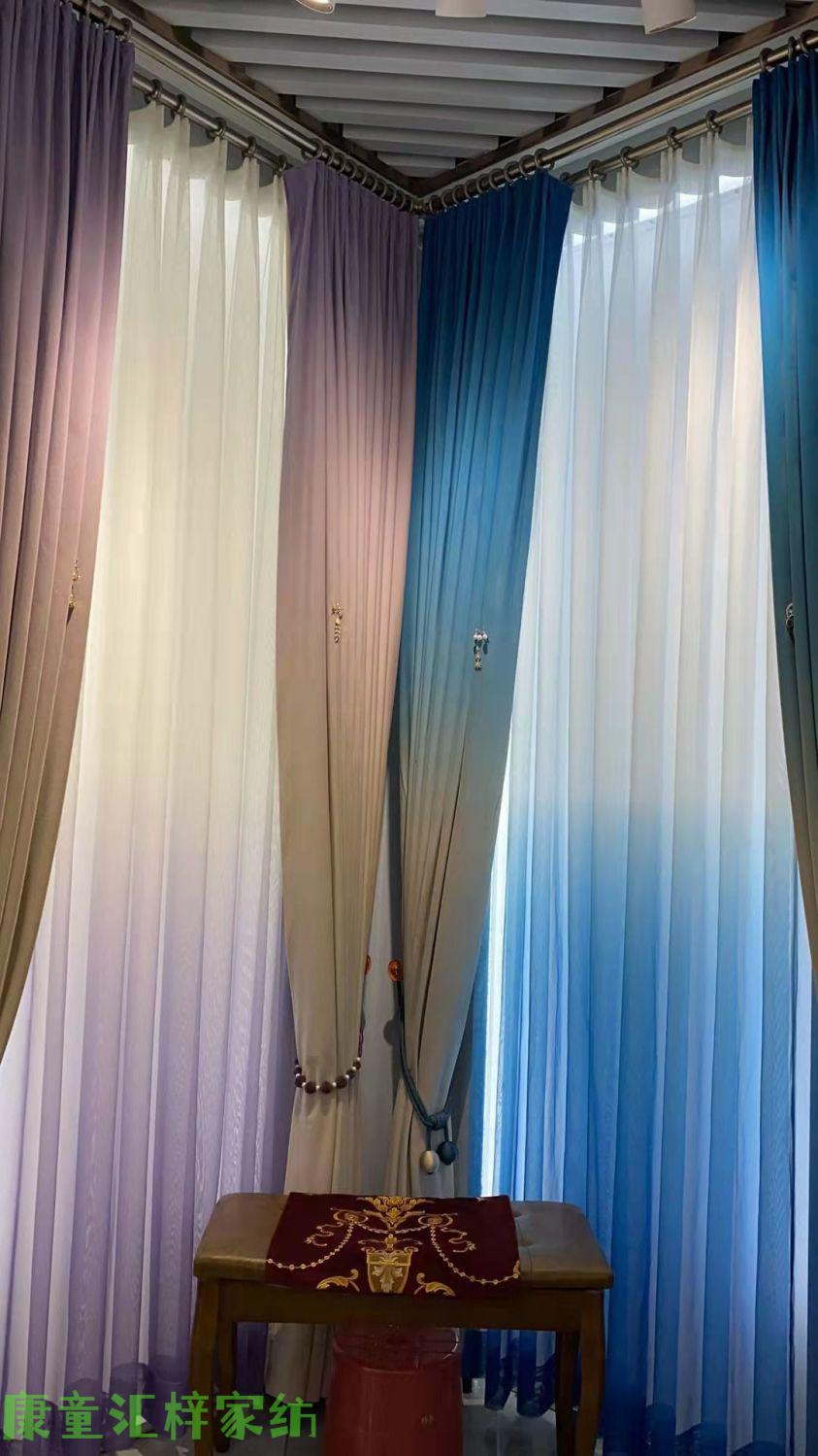 隔音窗帘魔术贴免打孔隔音柯桥直销北欧简约现代绒布渐变色窗帘客厅