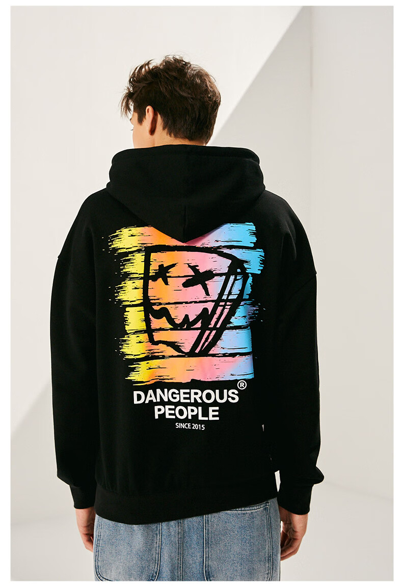 dangerouspeople 薛之谦dsp刷漆渐变纸袋人潮流情侣连帽卫衣帽衫 白色