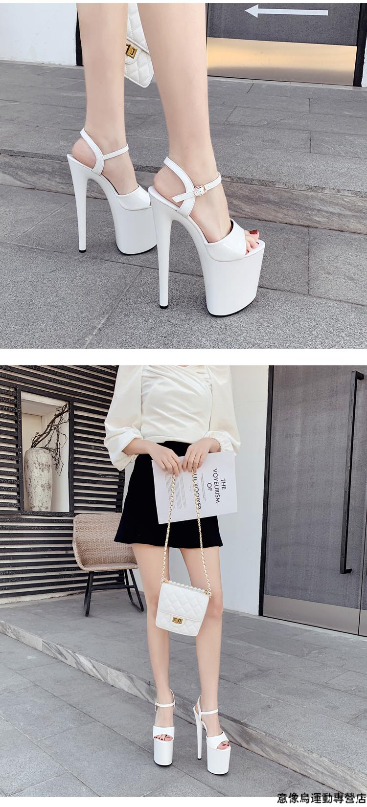 essui&co 舞蹈鞋女 儿童钢管恨天高20cm超高跟细跟鱼嘴单鞋耐水台19