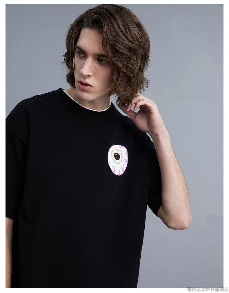 mishka大眼球潮牌2021秋冬字母印花基础款圆领短袖t恤男女白色s