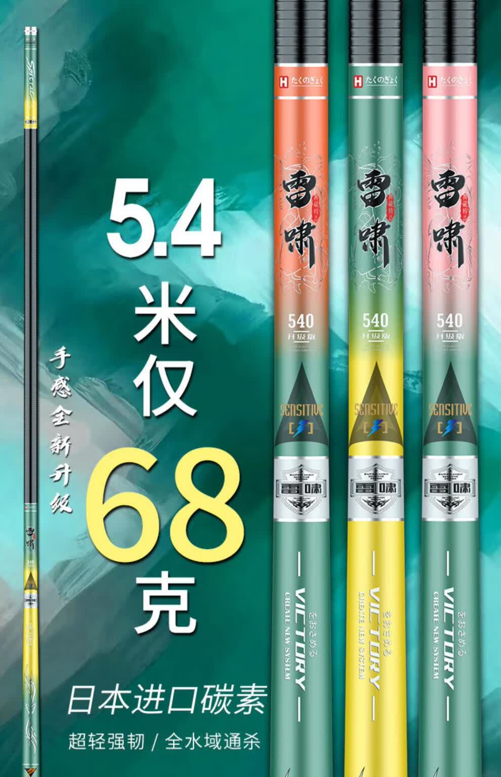 碳素19调6h鲢鳙鱼杆手竿老鬼鱼竿超轻手感4h28调72米仅134克双竿稍