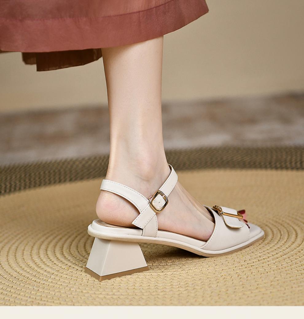 大码女生凉鞋4143夏天宽胖脚中根漏趾夏季女脚肥脚面宽高脚背胖mm粗根