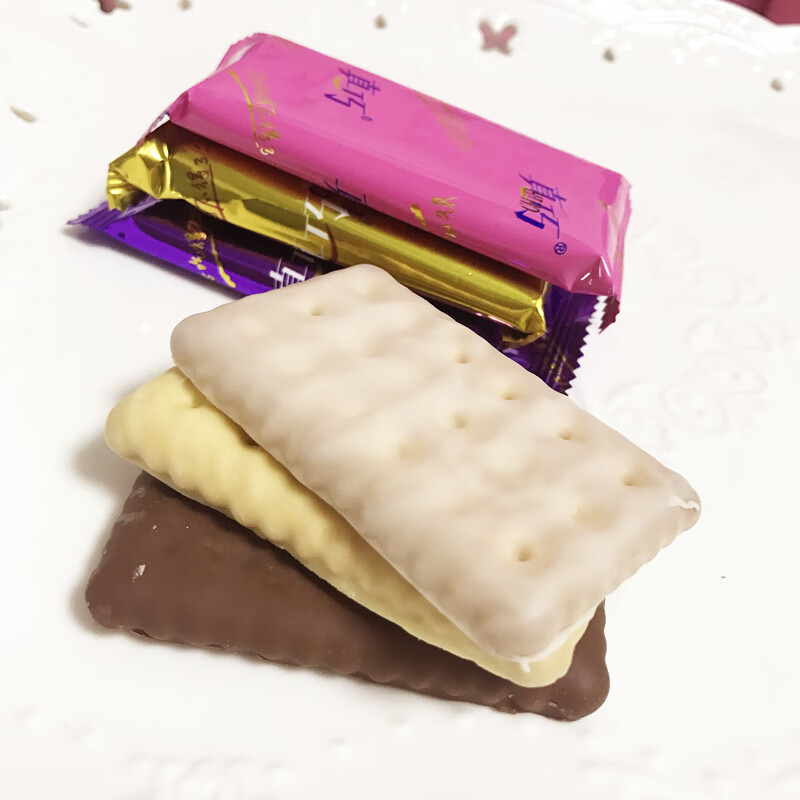 真巧巧克力涂层饼干380克约40片糕点心酥饼干花生牛奶草莓味小吃 草莓