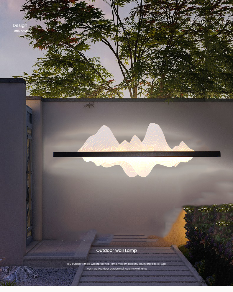 装饰户外防水线形山水装饰壁灯别墅室外院子背景墙庭院景观装饰led灯