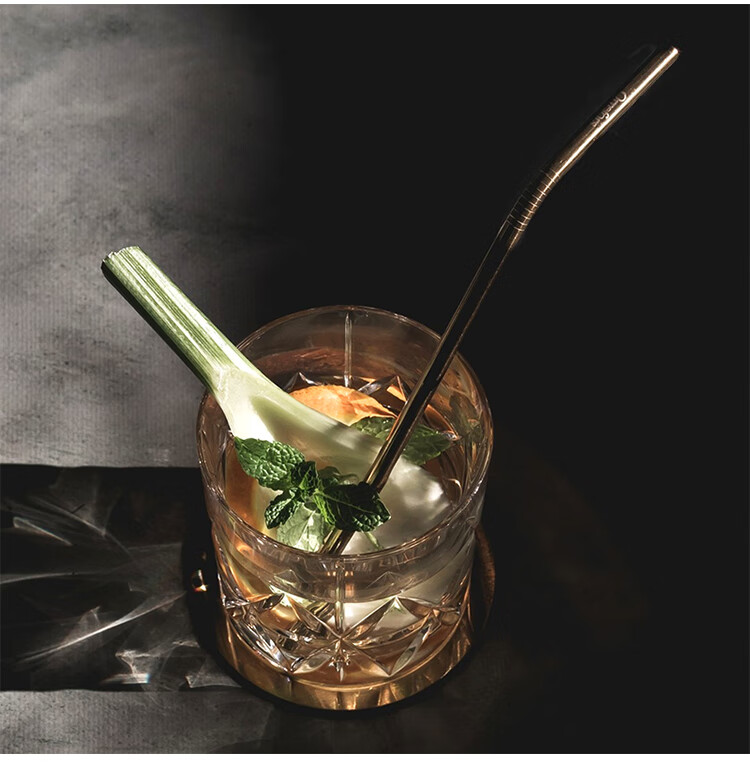 orrefors水晶玻璃调酒杯轻奢北欧ins风不锈钢冰块杯垫搅拌勺吸管酒具