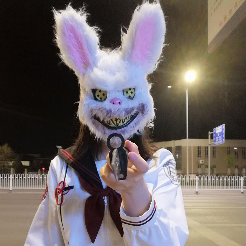 机智芽血腥兔子头套血腥兔面具男女抖音快手网红同款杀手兔面具狐狸猫