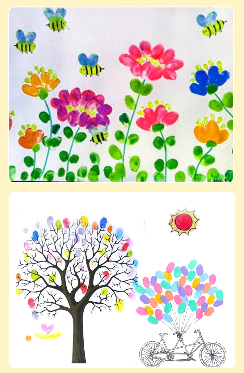 佳途儿童手指画彩色印泥拓印颜料绘画涂鸦印台指纹印泥幼儿园印尼学生