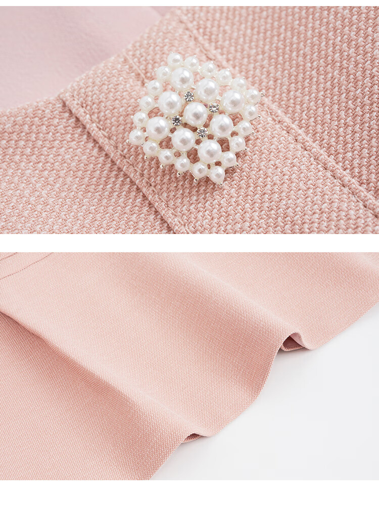 商场同款糖力秋季新款多口袋钉珠无袖宽松连衣裙女肉桂粉色s