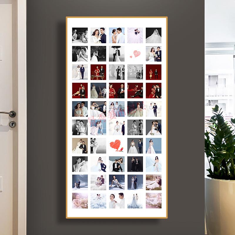 景秀姜山婚纱照多宫格相框定制结婚照片墙放大尺寸挂墙玄关走廊装饰画