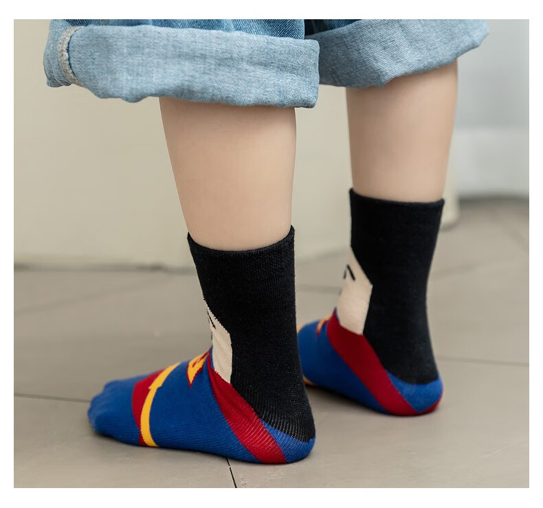 秋冬新款男童袜子秋潮棉2中大童4-8岁中筒袜儿童男孩蜘蛛侠长筒秋
