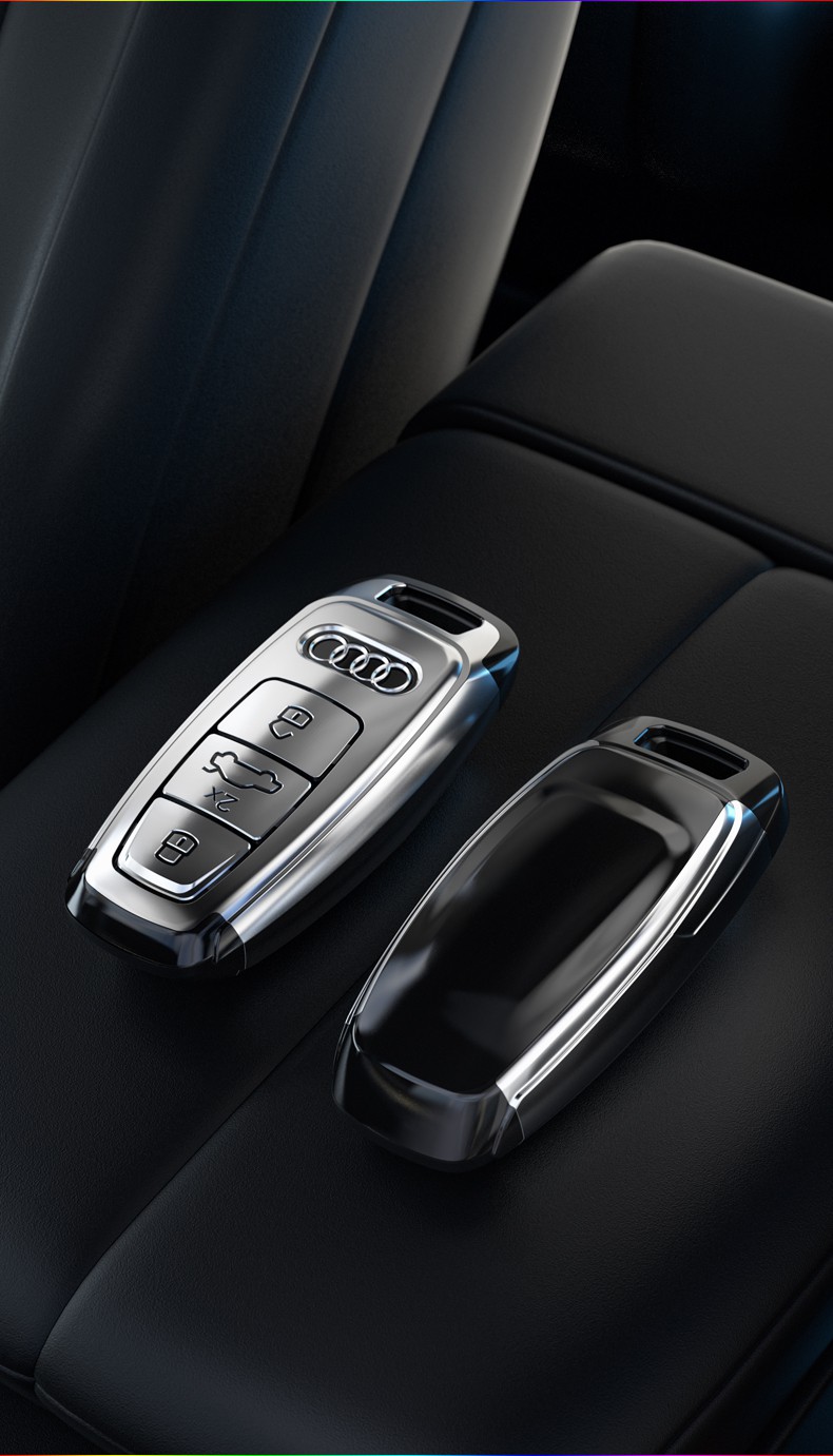 2021款奥迪新a6l汽车碳纤纹钥匙套q7q8a6a8l新款a7a8钥匙包壳碳纤纹猫